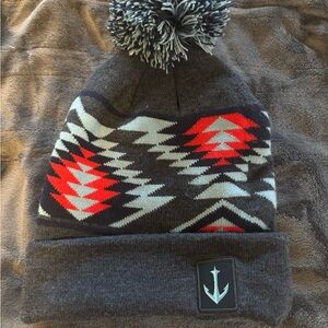 Gray and Red Patterned Seattle Kraken Hat Beanie